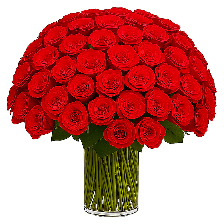 Red Roses in Vase